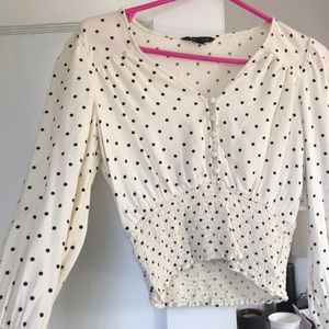 Smocked polka dot top